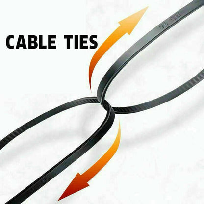 250X Cable Ties Zip Ties Nylon UV Stabilised Black Cable Tie - 4.8*400mm