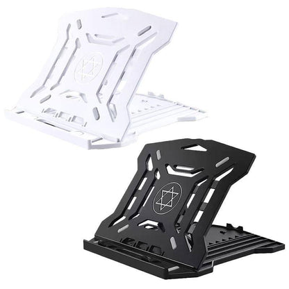 Adjustable Laptop Stand with 360-Degree Base for Desk Riser Home Office Holder - White