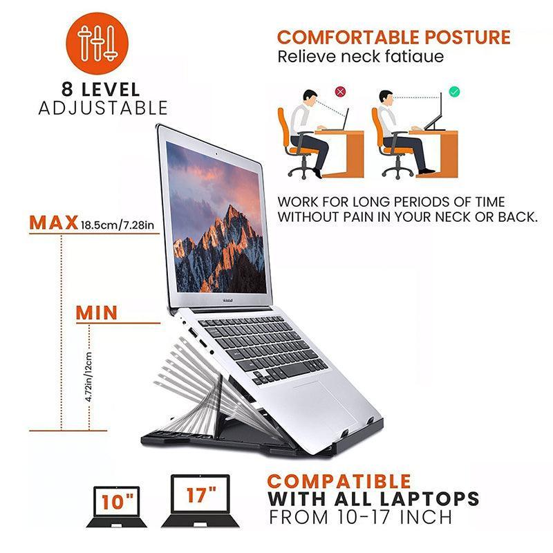 Adjustable Laptop Stand with 360-Degree Base for Desk Riser Home Office Holder - White