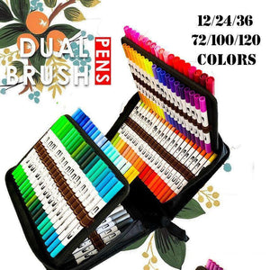 12-120 Watercolor Brush Pen Set Artist Sketch Marker - White-72 Colours