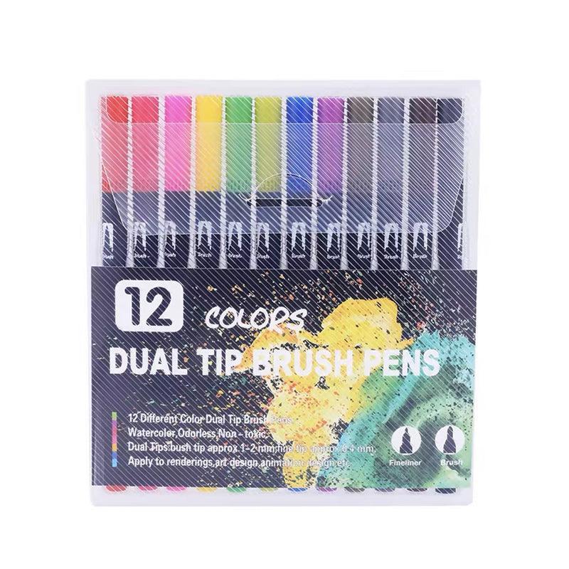 12-120 Watercolor Brush Pen Set Artist Sketch Marker - White-72 Colours
