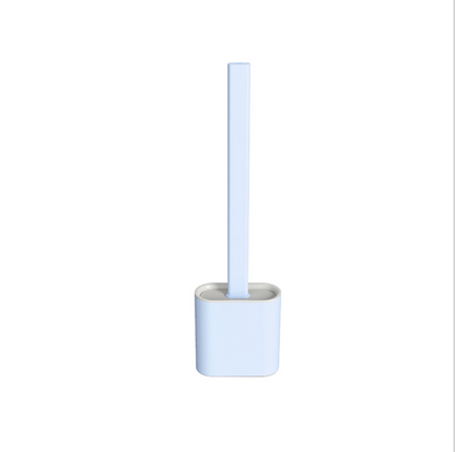 TPR Toilet Brush Set Silicone-Like Head with Holder Wall Mounted Detachable Handle - Blue * 1 Unit