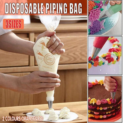 100-200Pcs Disposable Piping Bags For Cake Decor Icing Frosting Piping Nozzles - Red-Small *100 PCS
