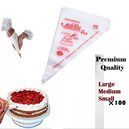100-200Pcs Disposable Piping Bags For Cake Decor Icing Frosting Piping Nozzles - Red-Small *100 PCS