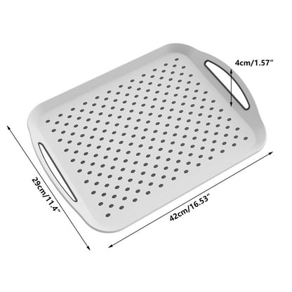 2PCS Rectangular Serving Tray Double Handle Non Slip TPR Kitchen Display Plate