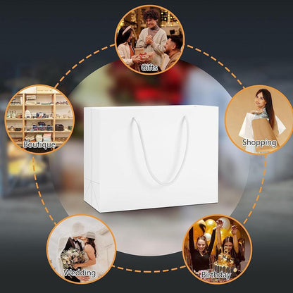 50PCS Kraft Paper Gift Bags Custom Blank Shopping Handbags for Garment Packaging - 13x19x6cm