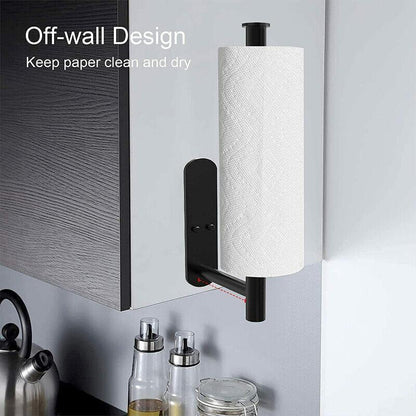 Kitchen Hanger Paper Roll Cabinet Towel Holder Organizer Rack Shelf Wall Adhesive - Silver