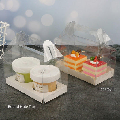25pcs Transparent Portable Baking Box for Lasagna Mousse Cake Western Point Food - M(Round Holle Tray)