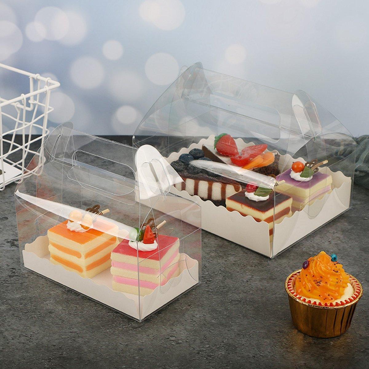 25pcs Transparent Portable Baking Box for Lasagna Mousse Cake Western Point Food - M(Round Holle Tray)