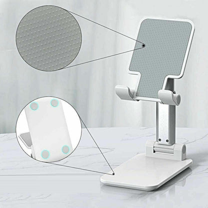 Foldable Adjustable Universal Desk Stand Holder For Mobile Phone Tablet Portable - Black