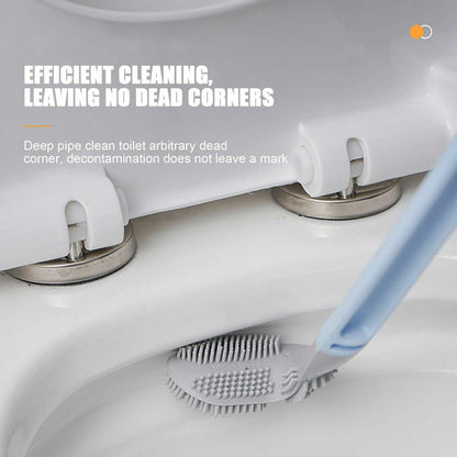 Golf Toilet Brush Long-Handled Toilet Brush Wall-Mounted Silicone Toilet Brush - Black