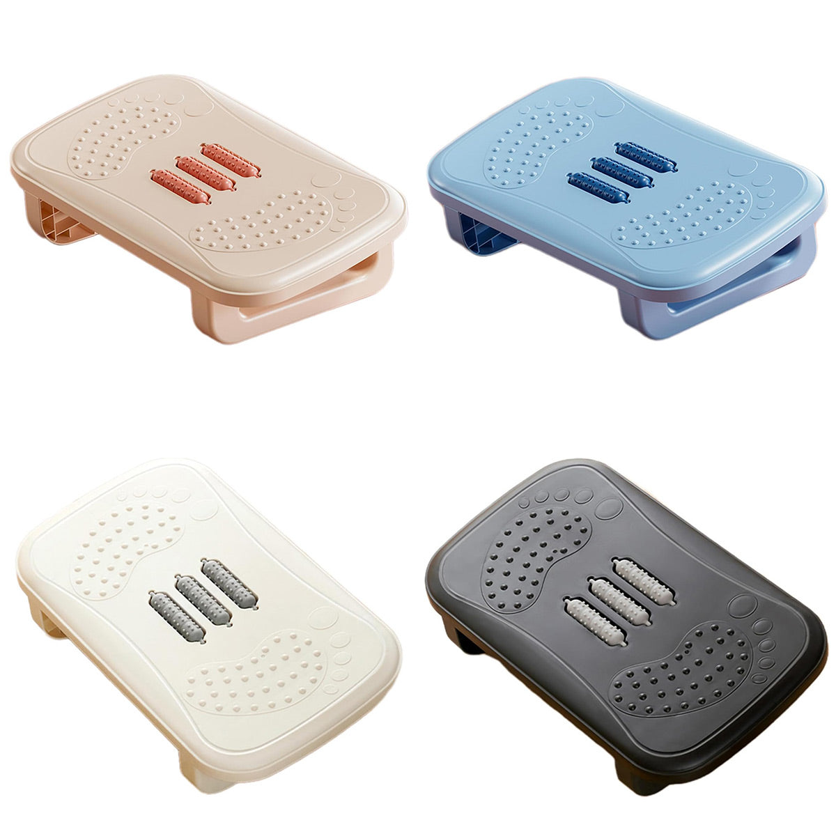 Ergonomic Office Footrest Adjustable Under Desk Stool Anti Fatigue Foot Support - Black