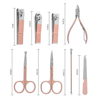 18 Piece Rose Gold Stainless Steel Manicure Pedicure Set With Travel Case