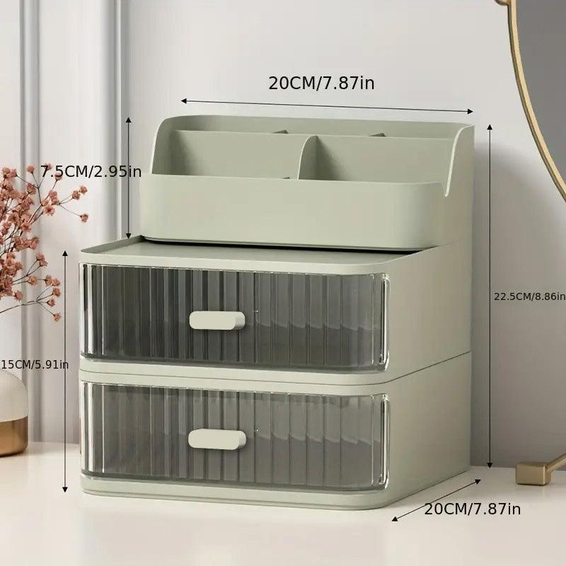 Drawer Storage Box Stationery Cosmetic Organizer Multi Purpose Desktop Holder - Green - Factory Direct Shop