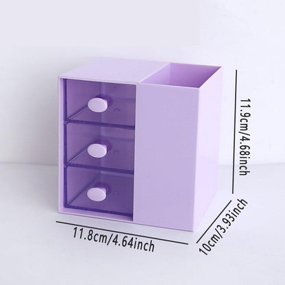 2IN1 Pumping Pen Container Storage Box Cosmetic Drawer Office Organizer Box