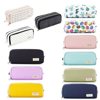 Zipper Pencil Case Large Capacity Storage Bag School Stationery Makeup Organizer - Dot
