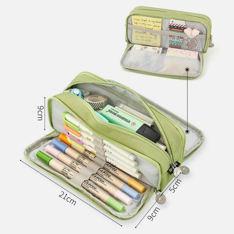 Zipper Pencil Case Large Capacity Storage Bag School Stationery Makeup Organizer - Dot