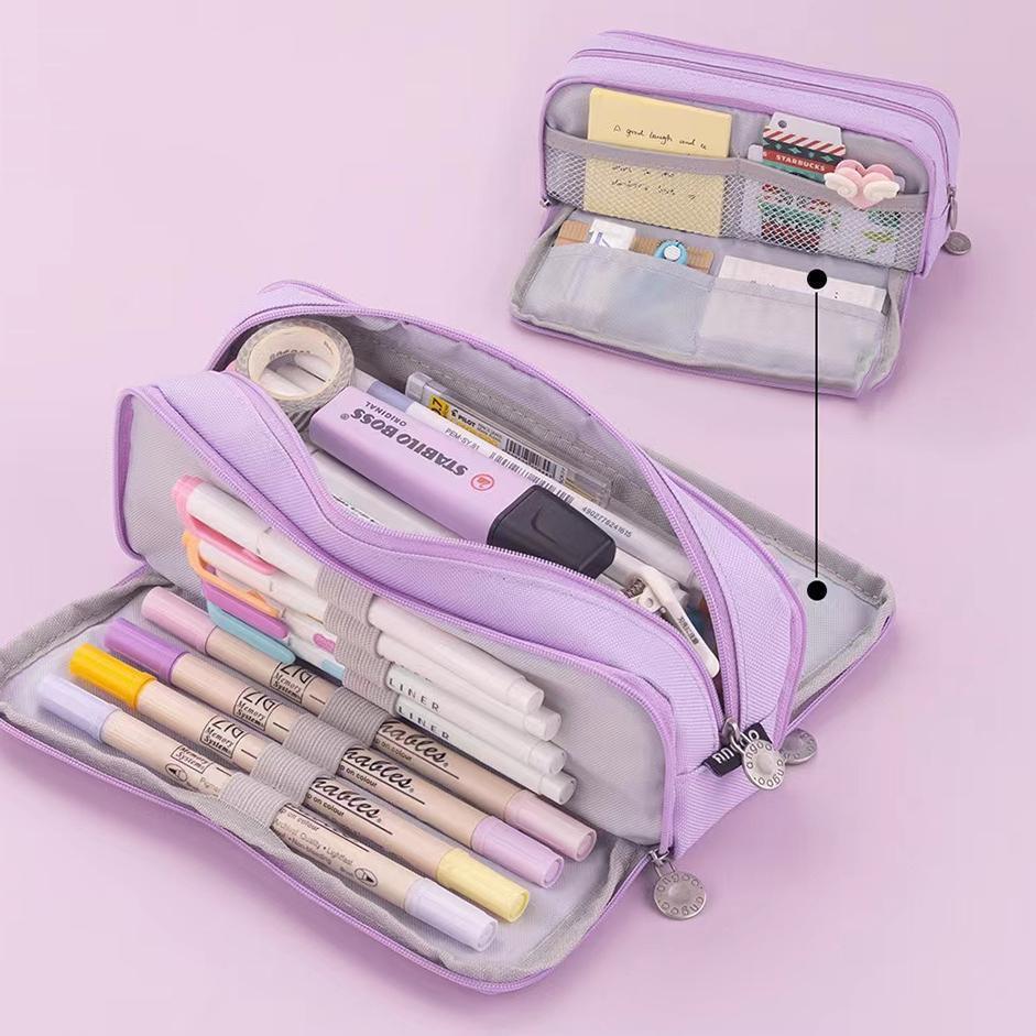 Zipper Pencil Case Large Capacity Storage Bag School Stationery Makeup Organizer - Dot