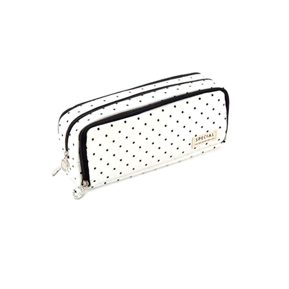 Zipper Pencil Case Large Capacity Storage Bag School Stationery Makeup Organizer - Pink