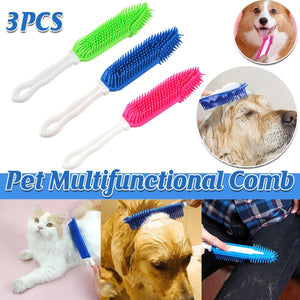 3PCS Pet Hair Remove Brush Car Detailing Brush Portable Dog Rubber Massage Brush