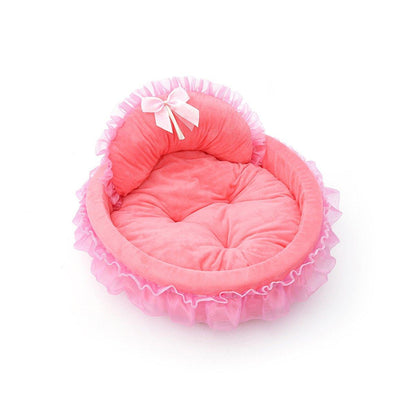 Princess Pet Kennel Soft Comfortable Cat and Dog Bed House for Small Pets - Grey