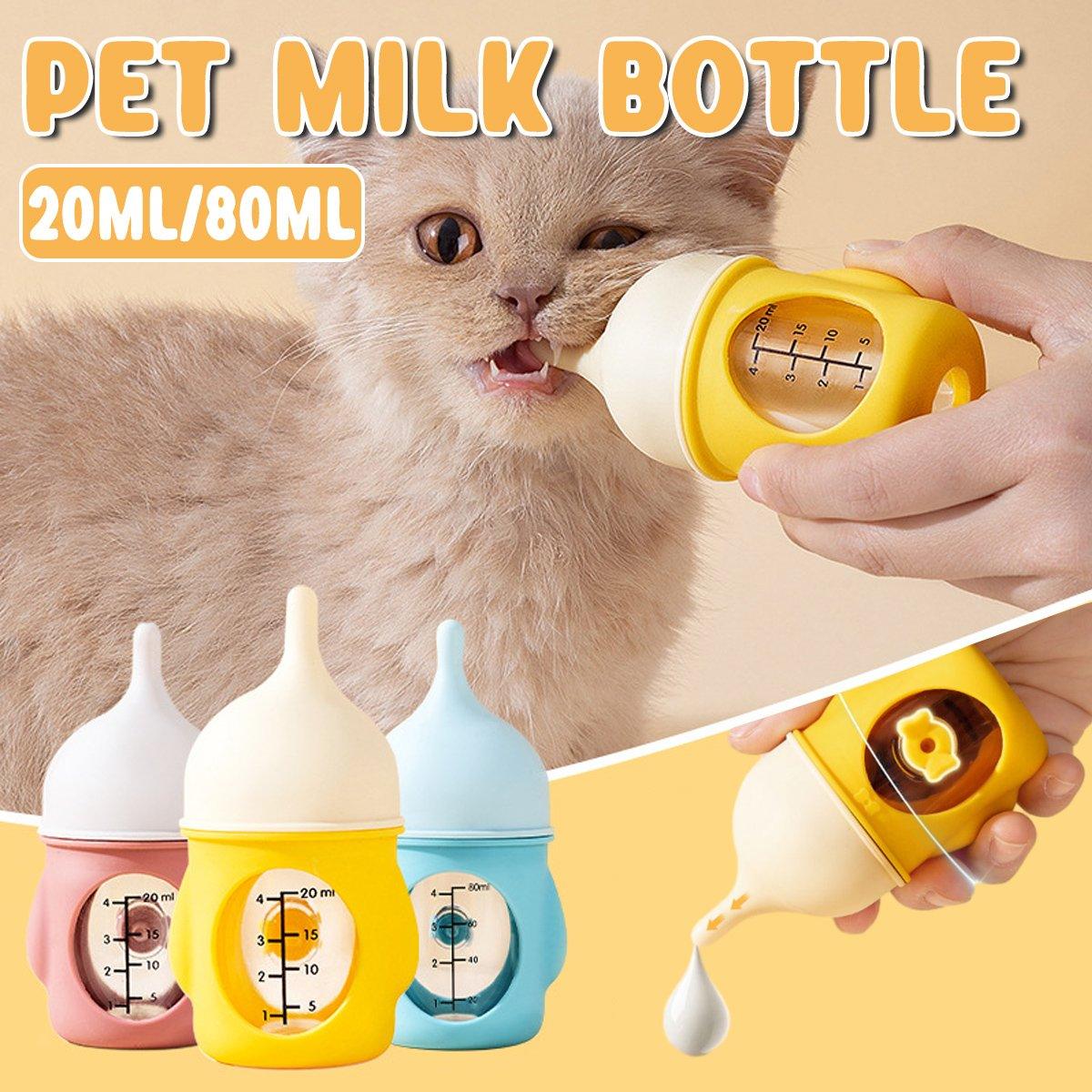 Silicone Pet Milk Feeding Bottle with Scale for Small Puppies and Kittens 20ml 80ml - 80ml - Pink - Factory Direct Shop
