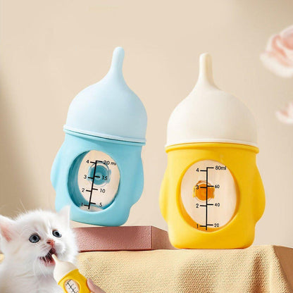 Silicone Pet Milk Feeding Bottle with Scale for Small Puppies and Kittens 20ml 80ml - 80ml - Pink - Factory Direct Shop
