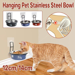 Stainless Steel Pet Bowl Hanging Cat Food Water Bowl Durable for Dogs and Cats - Red - 12cm - Factory Direct Shop