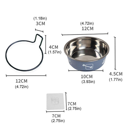 Stainless Steel Pet Bowl Hanging Cat Food Water Bowl Durable for Dogs and Cats - Red - 12cm - Factory Direct Shop