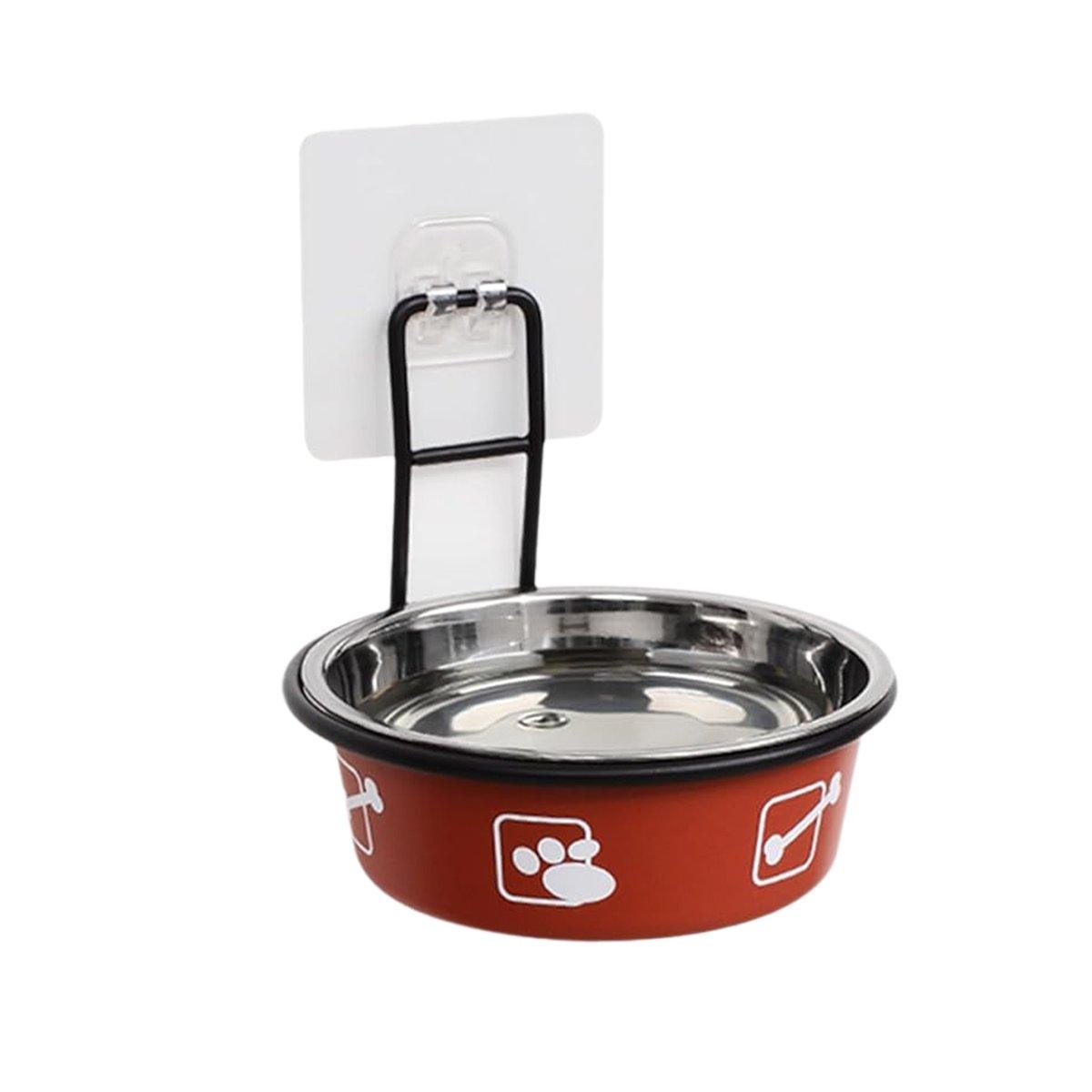 Stainless Steel Pet Bowl Hanging Cat Food Water Bowl Durable for Dogs and Cats - Red - 14cm - Factory Direct Shop