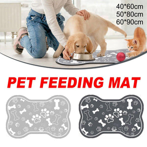 Pet Feeding Mat Non-slip Diatom Mud Absorbent Dirt-resistant Waterproof Placemat - Grey-50x80cm