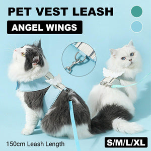 Pet Angel Wings Dog Vest Leash Cat Harness Anti - Break Walking Dog Leash Set - Blue - S - Factory Direct Shop