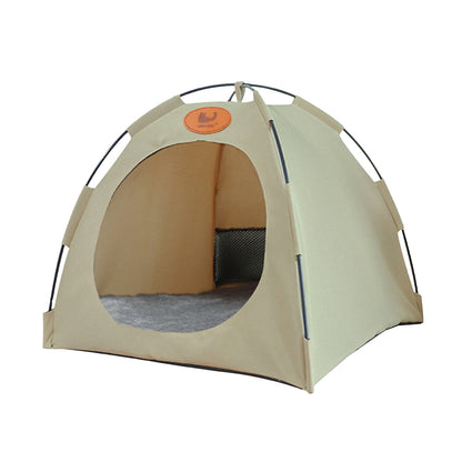 Folding Camping Pet Tent for Cats Puppy Bed Indoor Cat Nest Dog Cave Style House - Beige - Factory Direct Shop