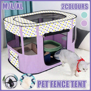 Foldable Cat Dog Kennel Pet Delivery Cage Portable Pet Fence Tent - Cyan - M - Factory Direct Shop