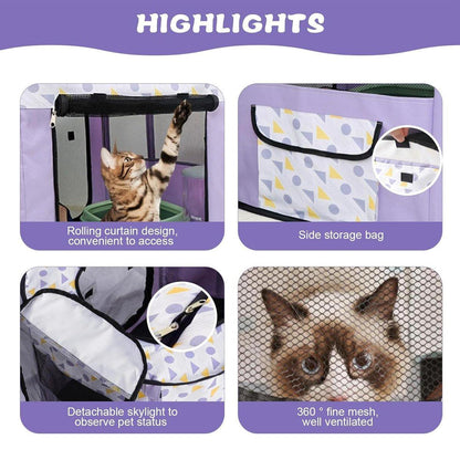 Foldable Cat Dog Kennel Pet Delivery Cage Portable Pet Fence Tent - Cyan - M - Factory Direct Shop