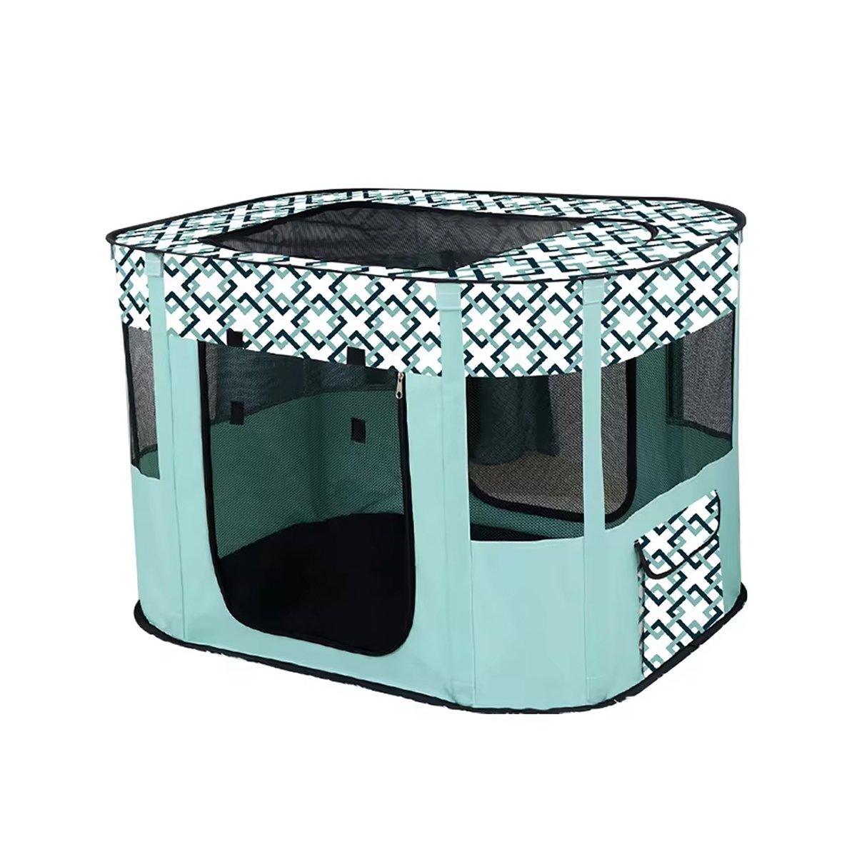 Foldable Cat Dog Kennel Pet Delivery Cage Portable Pet Fence Tent - Cyan - M - Factory Direct Shop