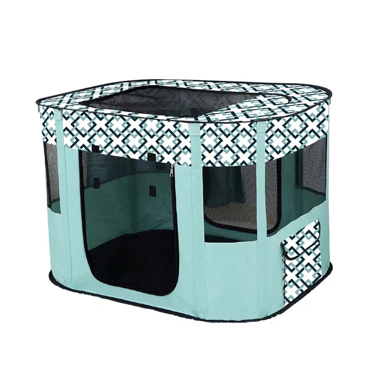 Foldable Cat Dog Kennel Pet Delivery Cage Portable Pet Fence Tent - Cyan - M - Factory Direct Shop