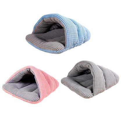 Pet Kennel Sleeping Bag Semi Enclosed Bed for Small Animals Cats and Puppies - Grey - Factory Direct Shop
