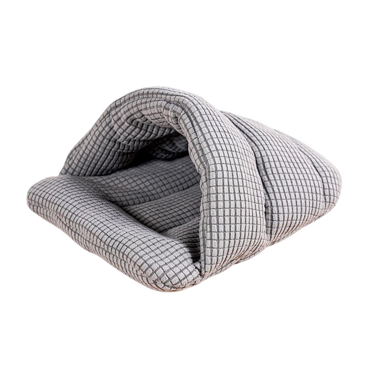 Pet Kennel Sleeping Bag Semi Enclosed Bed for Small Animals Cats and Puppies - Grey - Factory Direct Shop