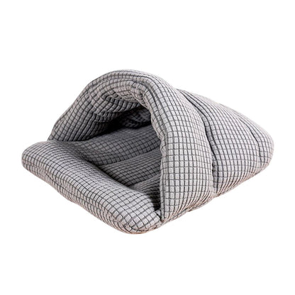Pet Kennel Sleeping Bag Semi Enclosed Bed for Small Animals Cats and Puppies - Grey - Factory Direct Shop