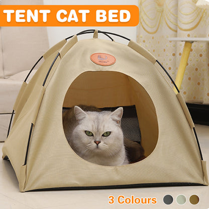 Folding Camping Pet Tent for Cats Puppy Bed Indoor Cat Nest Dog Cave Style House - Grey - Factory Direct Shop