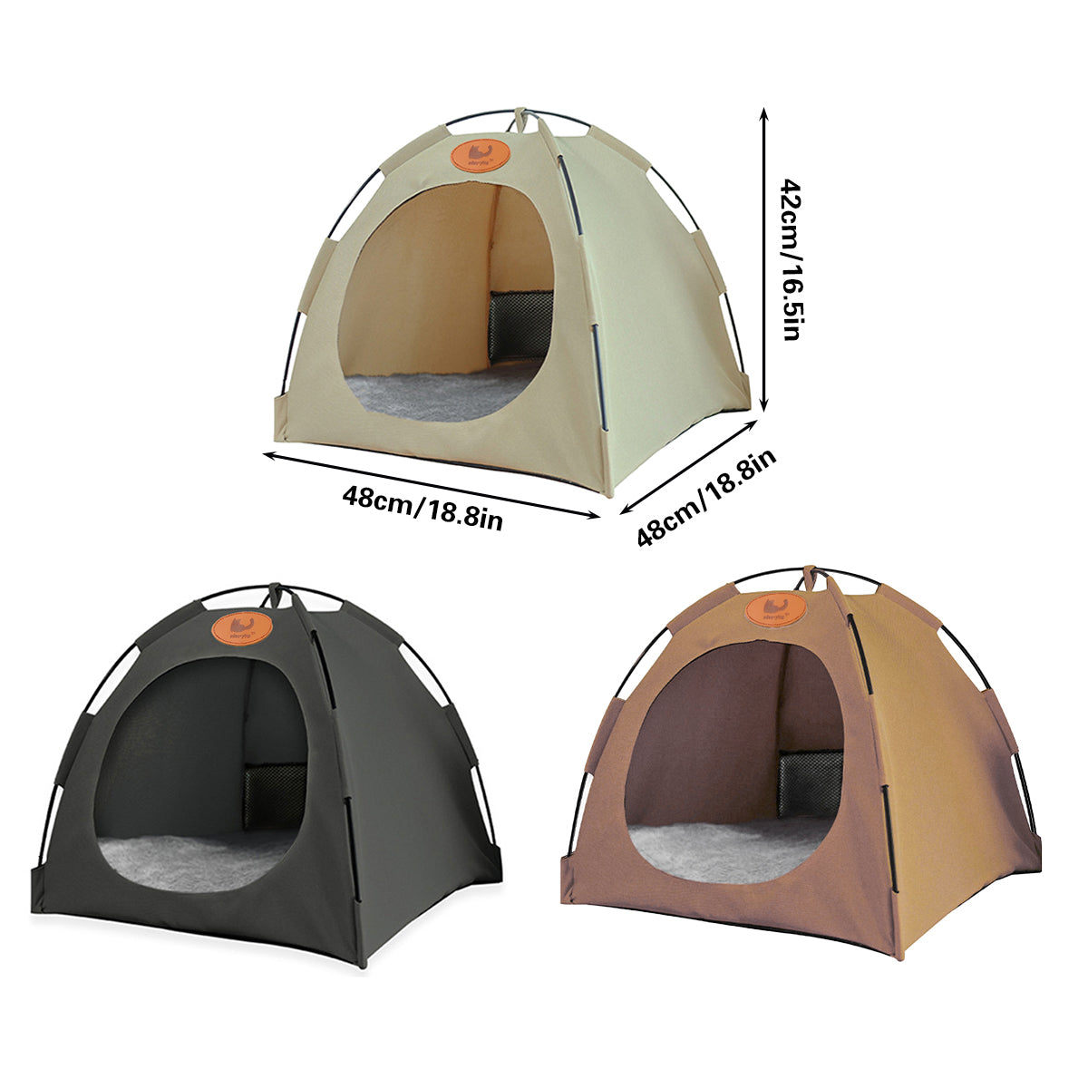Folding Camping Pet Tent for Cats Puppy Bed Indoor Cat Nest Dog Cave Style House - Grey - Factory Direct Shop