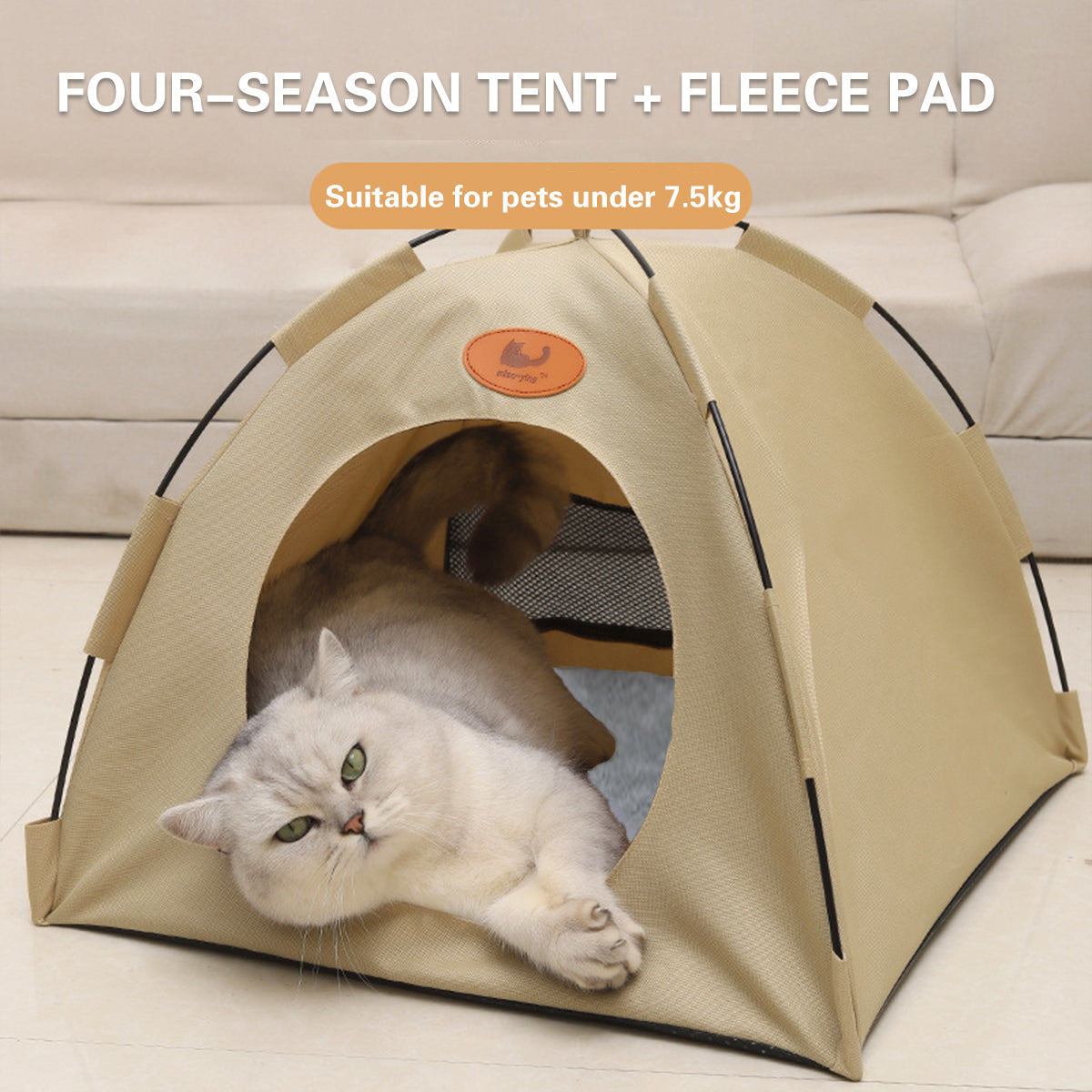 Folding Camping Pet Tent for Cats Puppy Bed Indoor Cat Nest Dog Cave Style House - Grey - Factory Direct Shop