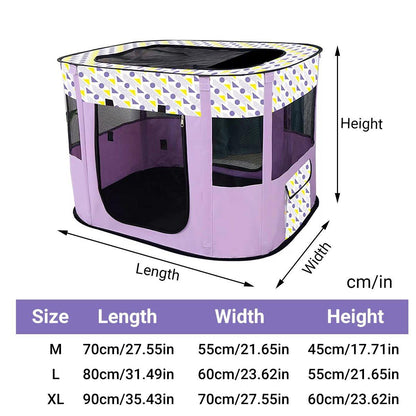 Foldable Cat Dog Kennel Pet Delivery Cage Portable Pet Fence Tent - Purple - L - Factory Direct Shop