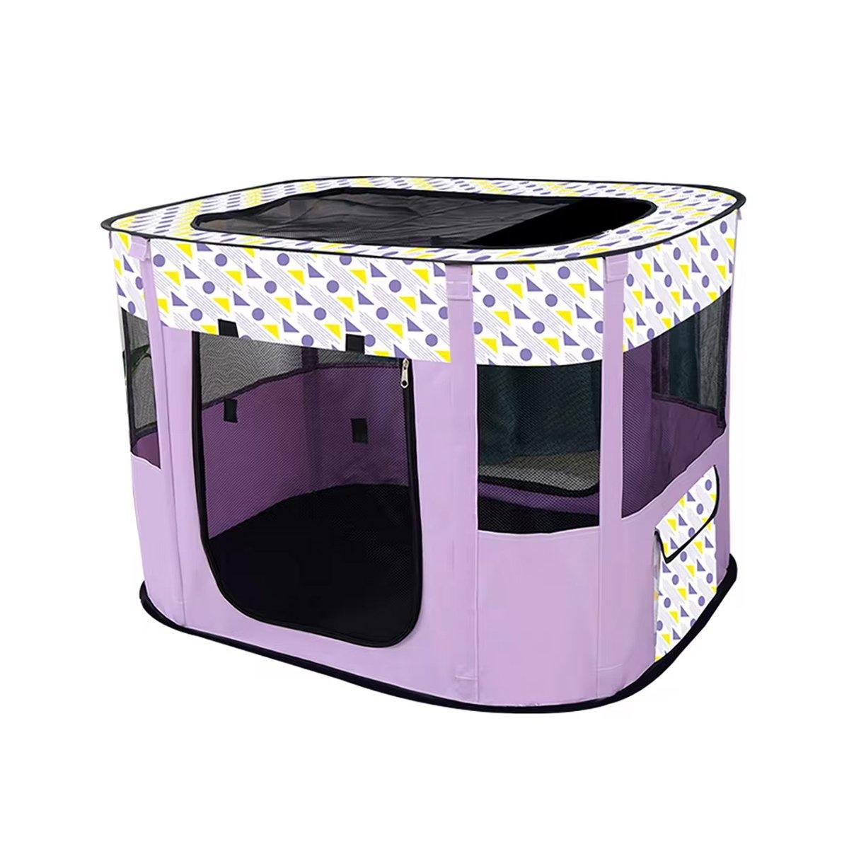 Foldable Cat Dog Kennel Pet Delivery Cage Portable Pet Fence Tent - Purple - L - Factory Direct Shop