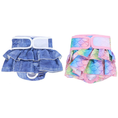 Pet Dog Diapers Female Pants Soft Breathable Underwear Reusable Sanitary Briefs - Mermaid - M - Factory Direct Shop