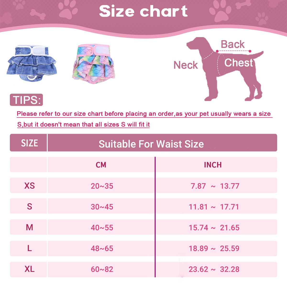 Pet Dog Diapers Female Pants Soft Breathable Underwear Reusable Sanitary Briefs - Denim Print - XS - Factory Direct Shop