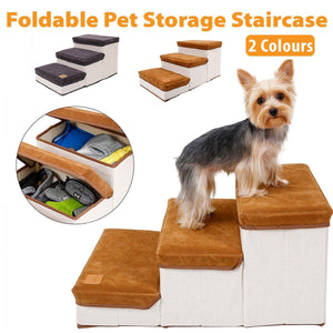 Foldable Pet Dog Stairs Puppy Step Ladder for Bed Sofa Portable Climbing Ramp - Brown - Factory Direct Shop