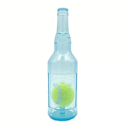 Durable Pet Teething Resistant Tennis Ball Wine Bottle Chew Toy for Dogs Play - Blue-S