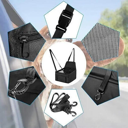 Pet Car Booster Seat Travel Carrier Basket for Cats Dogs with Secure Design - Red